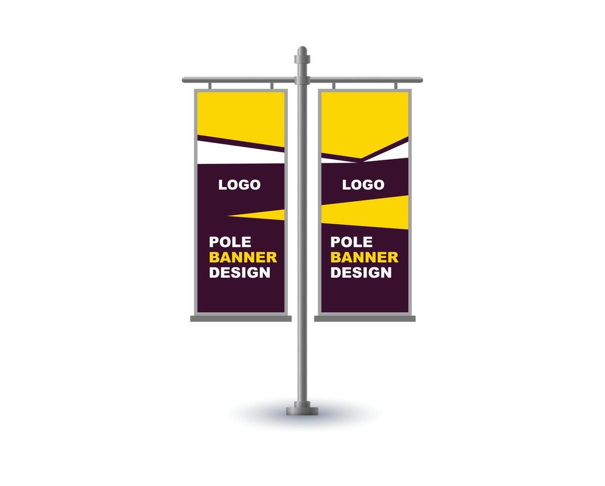 Pole Street Banner Design Template Purple And Yellow Color Advertisement Promotion Announcement Modern Illustration vector
