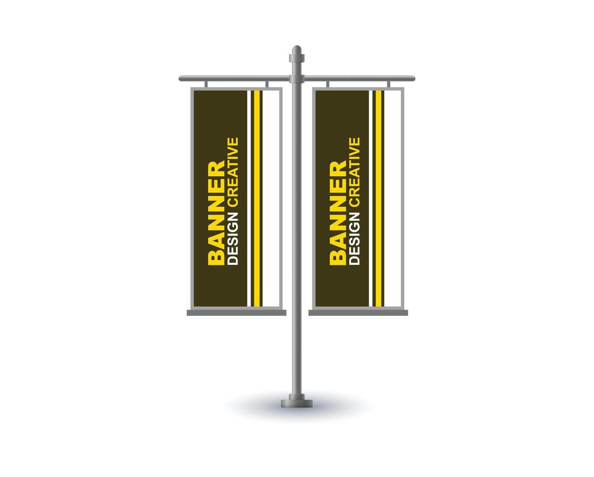 Pole Street Banner Design Template Brown And Yellow Advertisement Promotion Announcement Modern Illustration vector