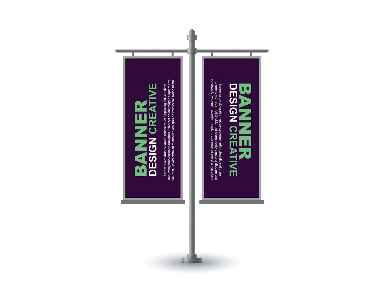 Pole Street Banner Design Template Purple And Green Advertisement Promotion Announcement Modern Illustration vector