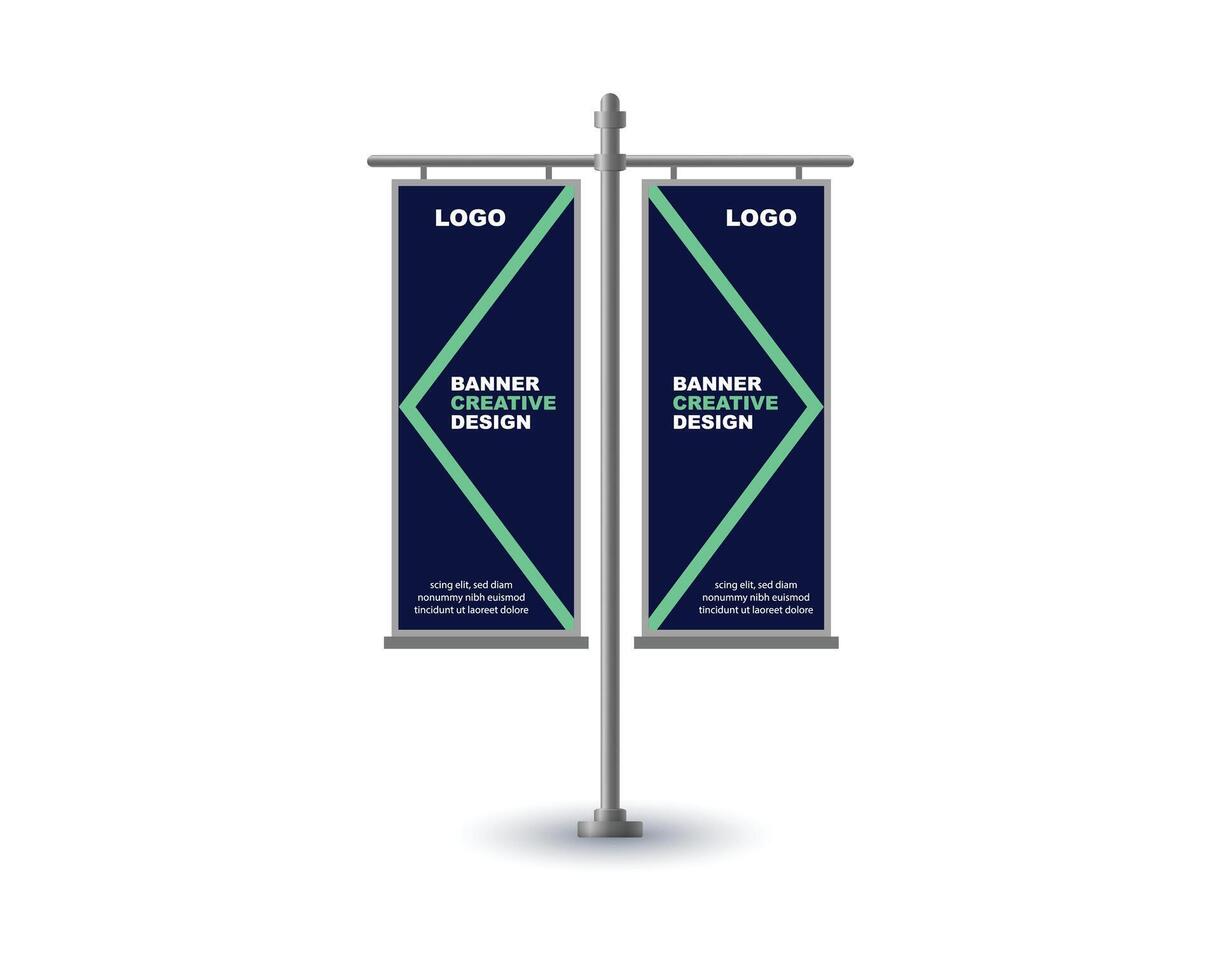 Pole Street Banner Design Template Blue And Cyan Advertisement Promotion Announcement Modern Illustration vector