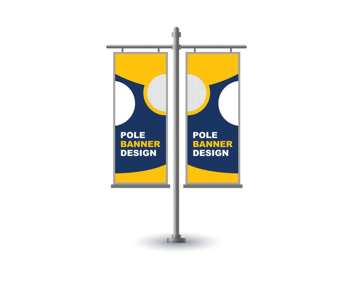 Pole Street Banner Template Design Yellow And Blue Advertisement Promotion Announcement Modern Illustration vector