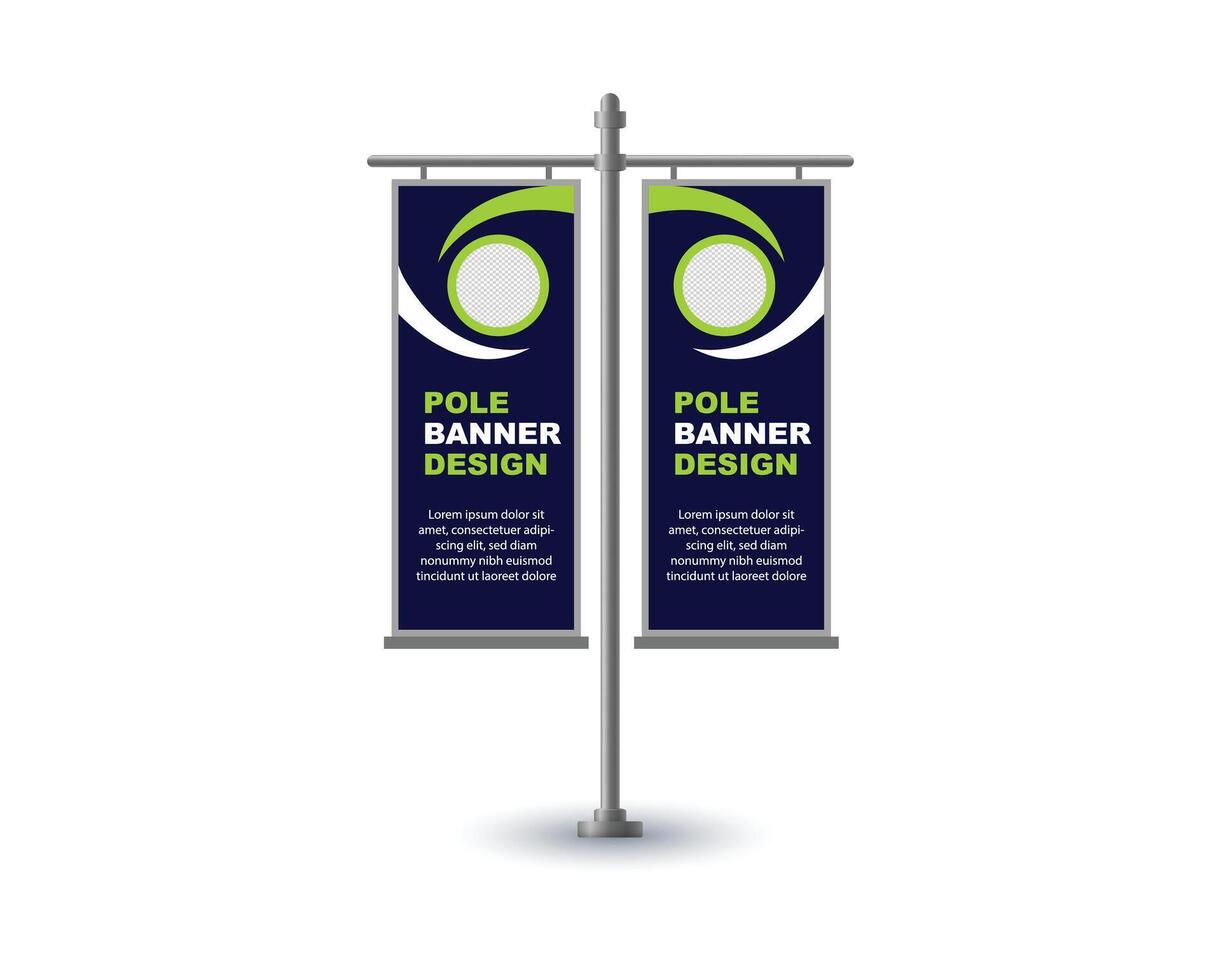 Pole Street Banner Template Design Blue And Green Advertisement Promotion Announcement Modern Illustration vector