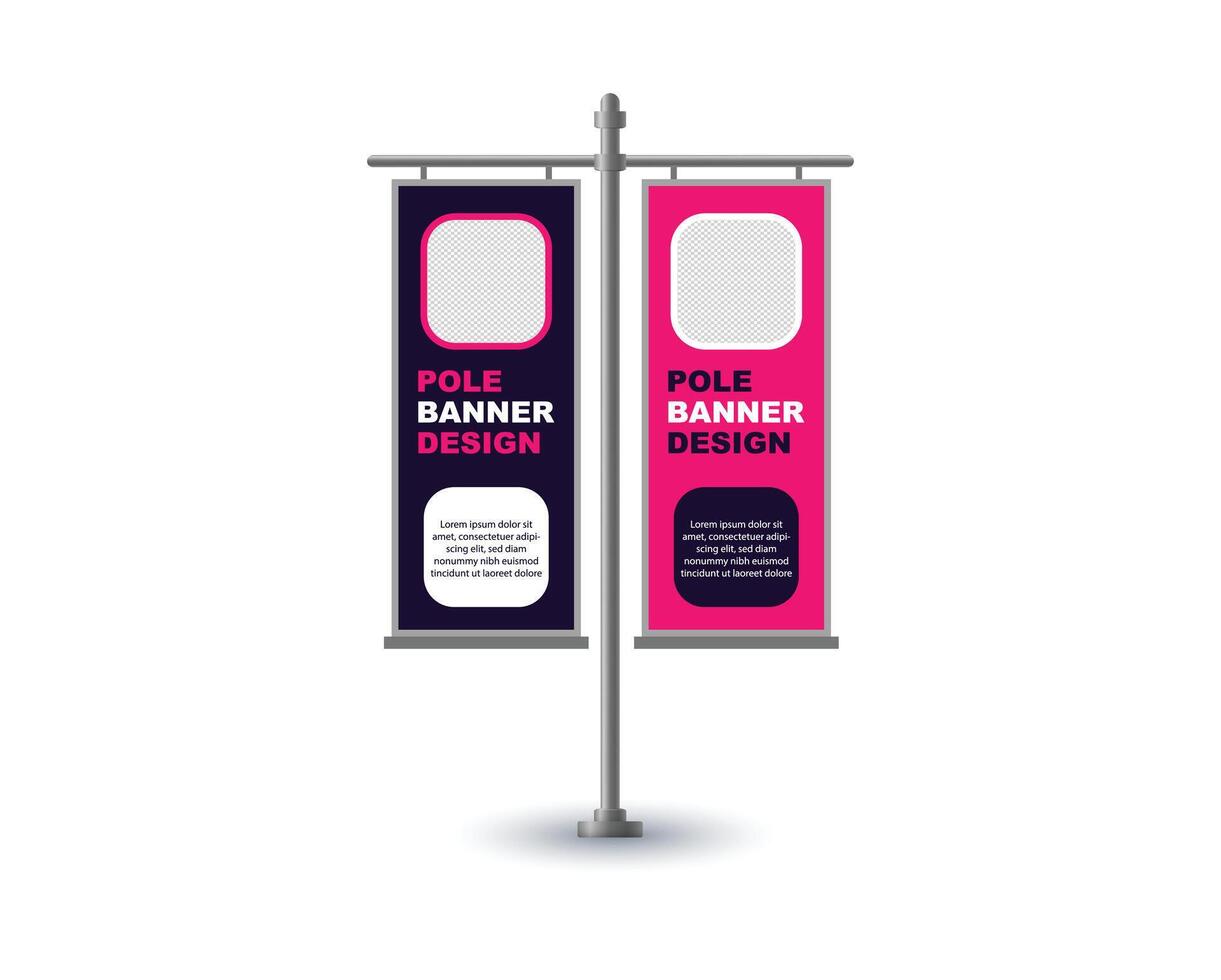 Pole Street Banner Template Design Purple And Pink Advertisement Promotion Announcement Modern Illustration vector