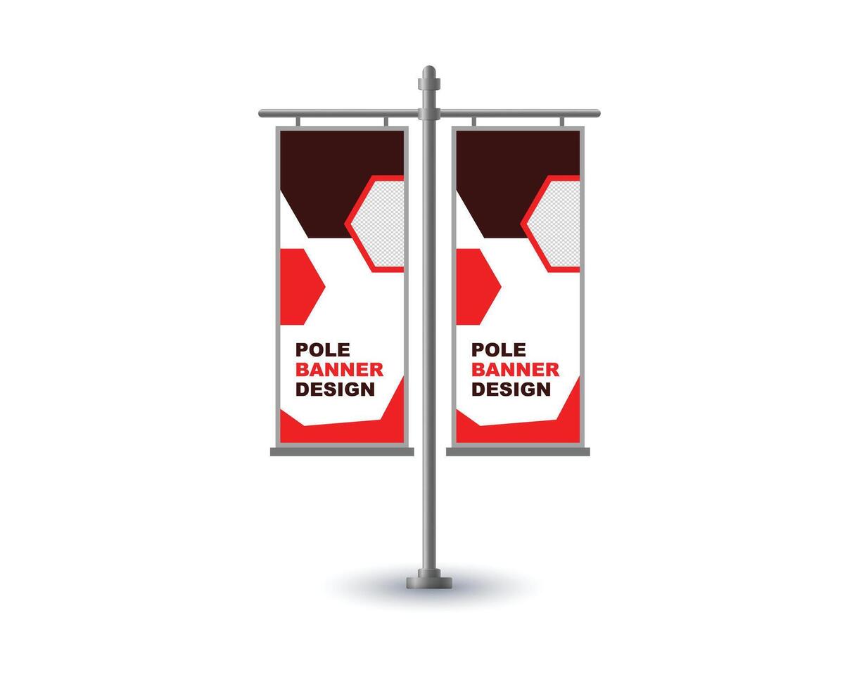 Pole Street Banner Template Design Brown And Red Advertisement Promotion Announcement Modern Illustration vector