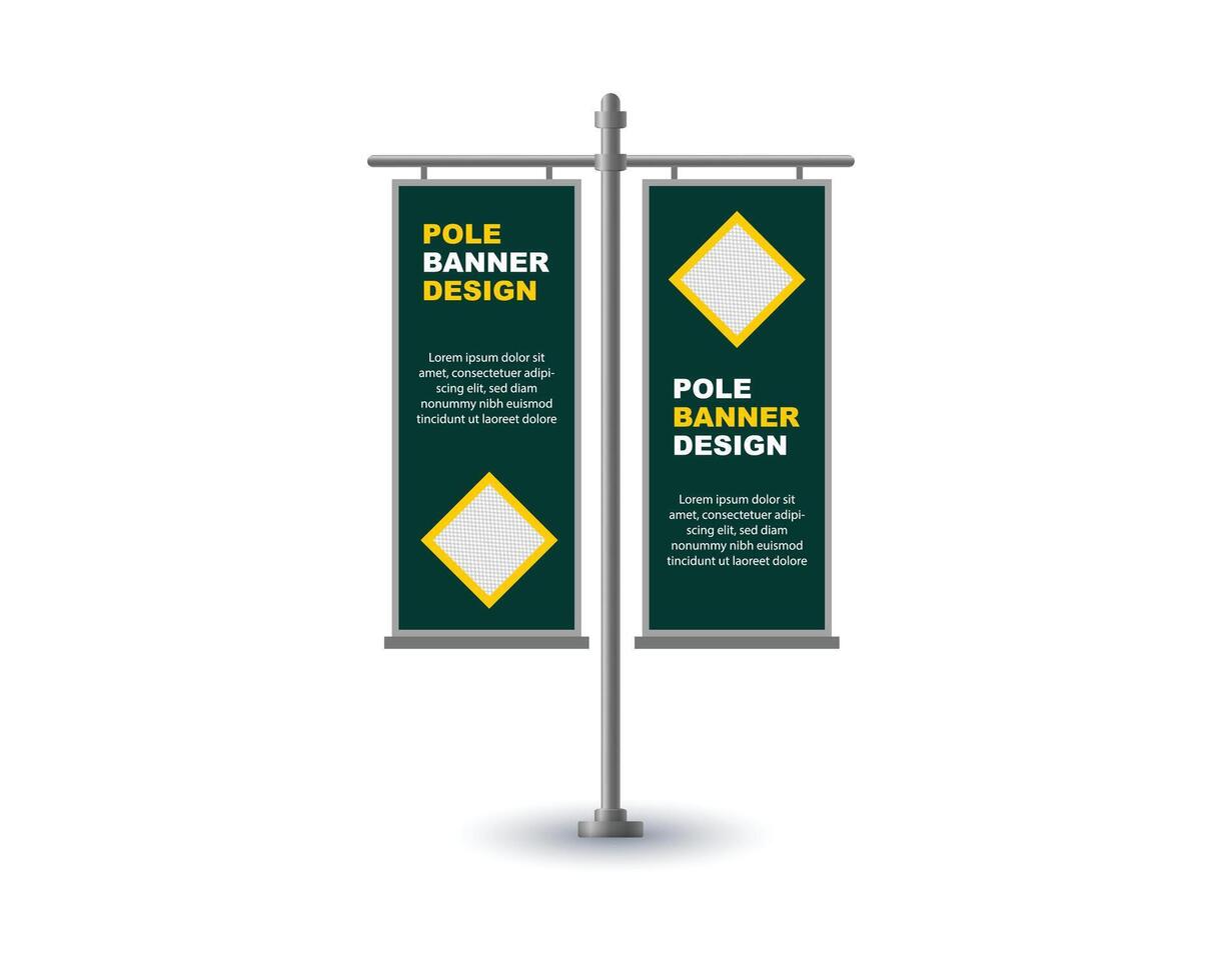 Pole Street Banner Design Template Green And Yellow Advertisement Promotion Announcement Modern Illustration vector