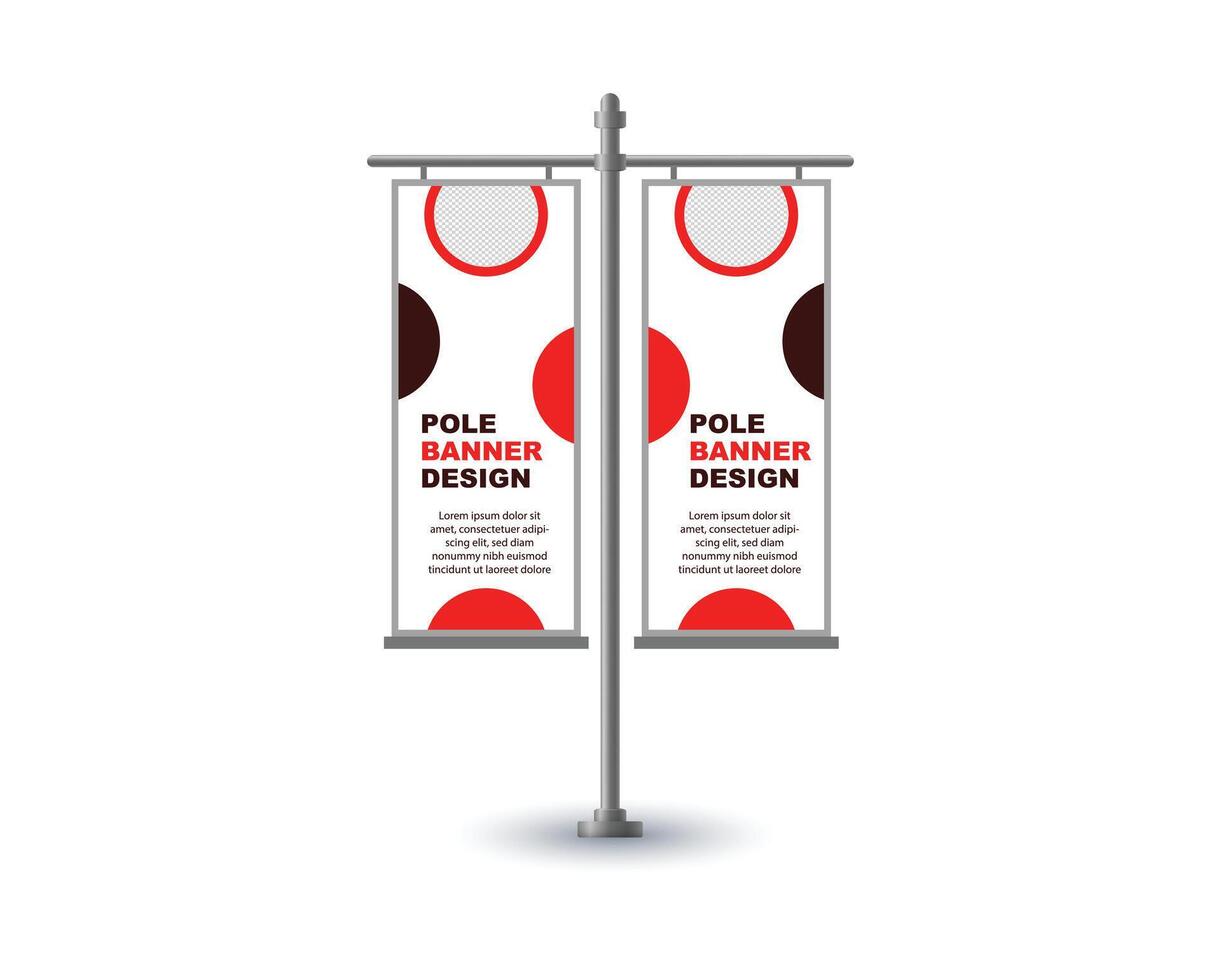 Pole Street Banner Template Design Orange Advertisement Promotion Announcement Modern Illustration vector