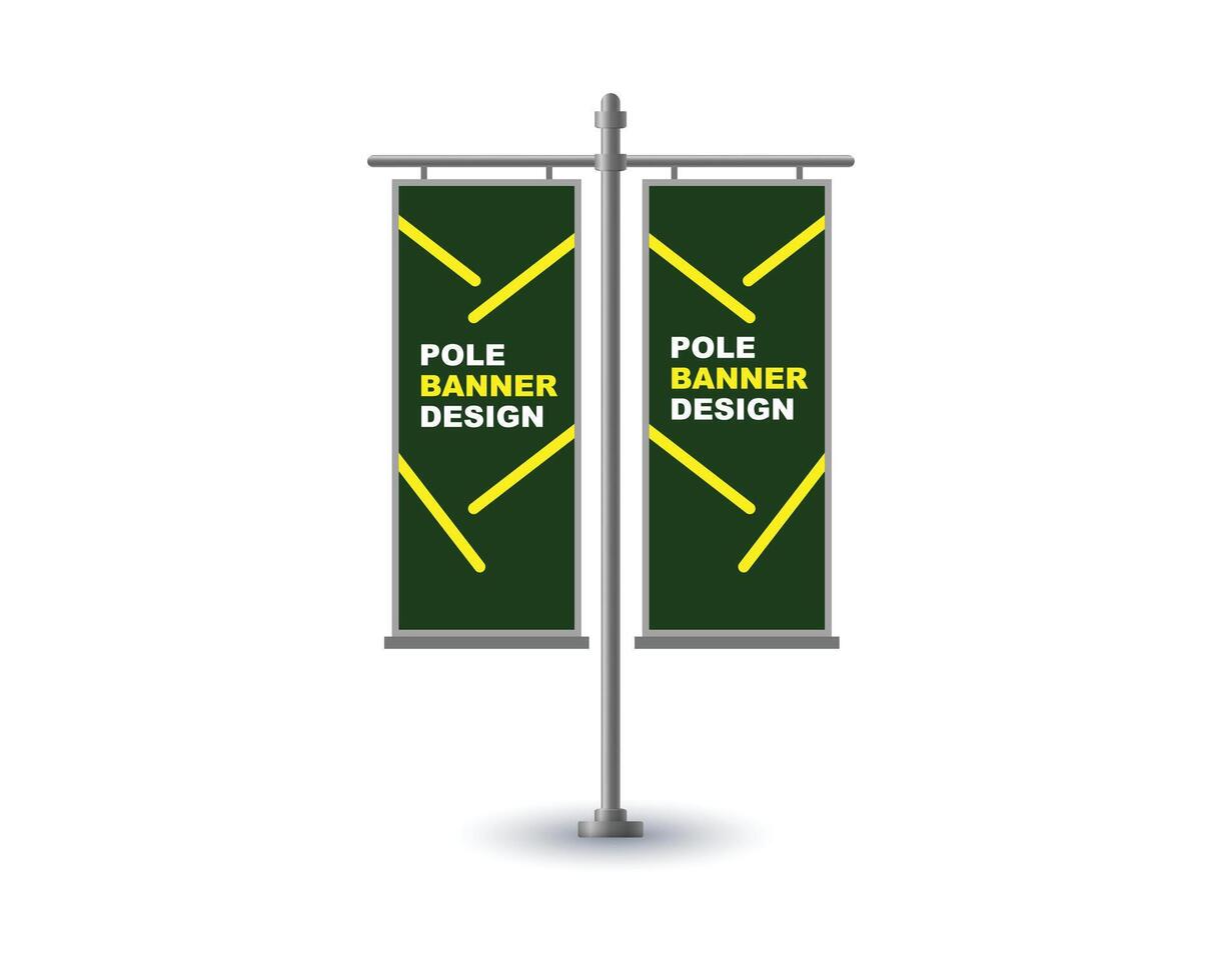 Pole Street Banner Template Design Green And Yellow Advertisement Promotion Announcement Modern Illustration vector