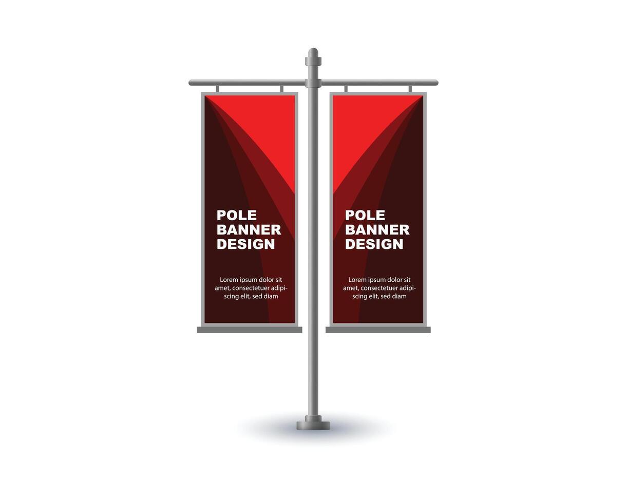 Pole Street Banner Template Design Red Advertisement Promotion Announcement Modern Illustration vector