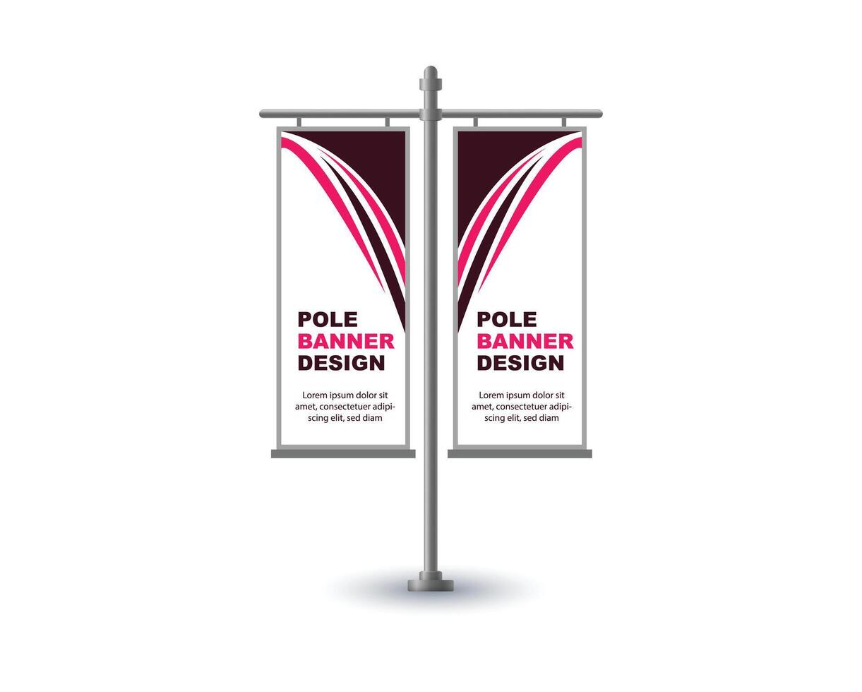 Pole Street Banner Template Design Pink Advertisement Promotion Announcement Modern Illustration vector