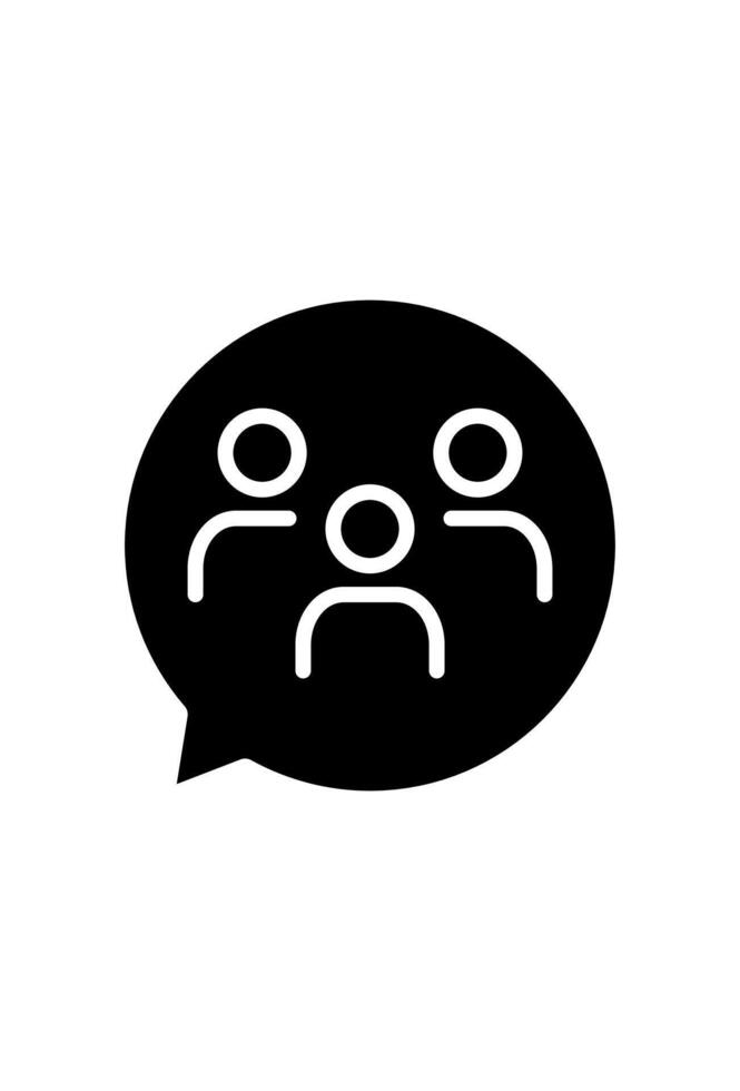 Group discussion symbol. three people in a speech bubble. vector