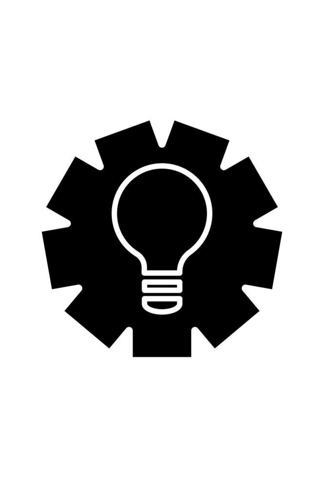 Gear with a bright light bulb icon vector