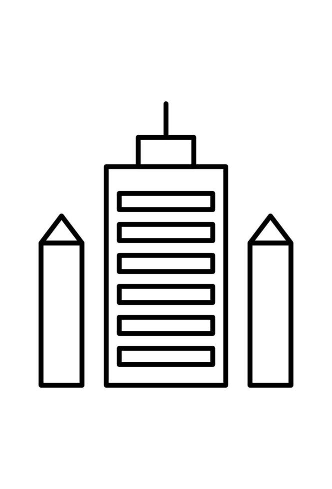 Outline of a city skyscraper. Simple building silhouette graphic. vector