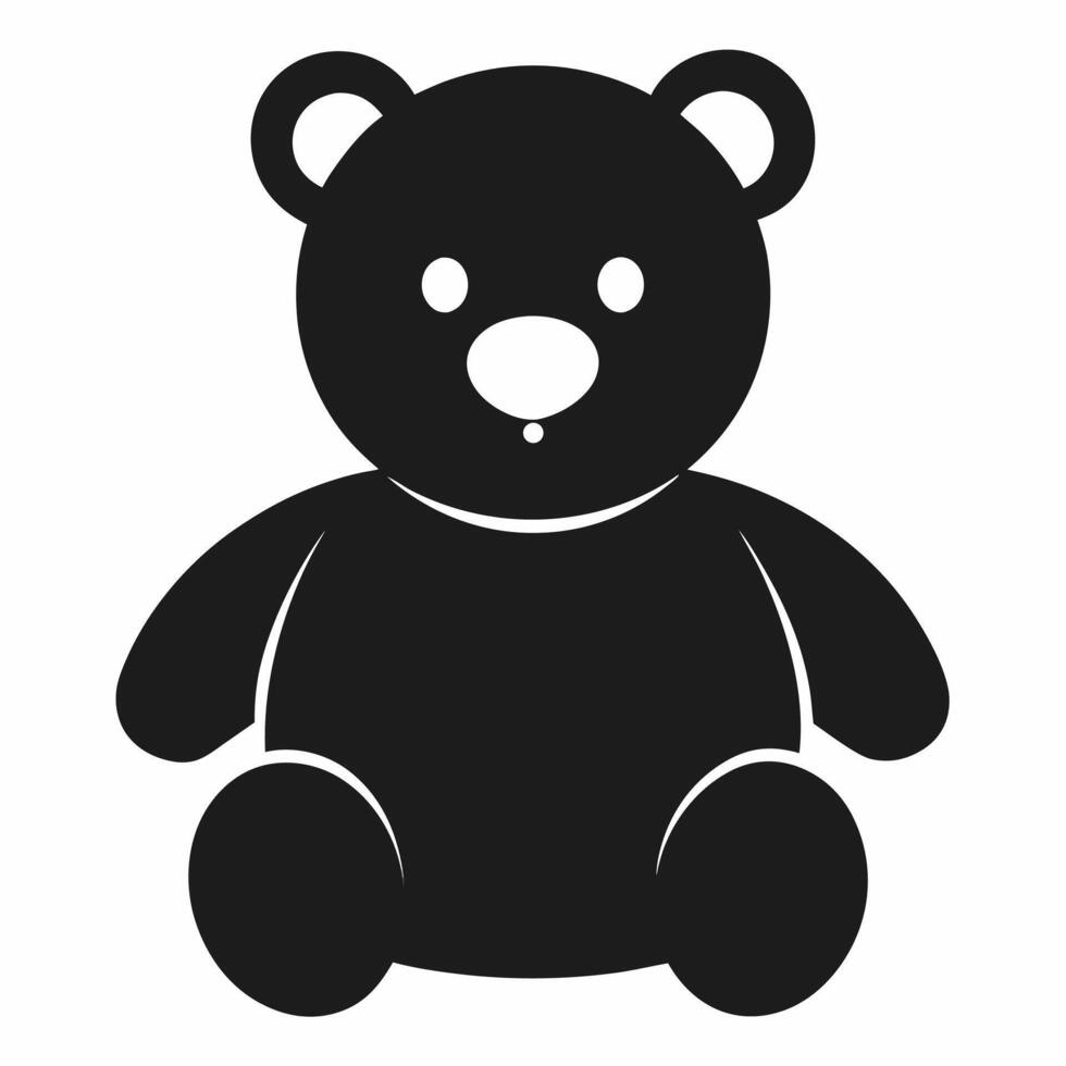 A black and white teddy bear icon on a white background vector