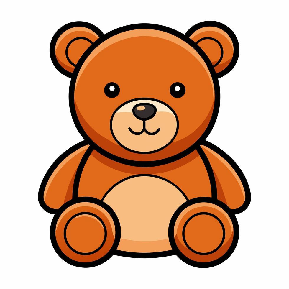 A cartoon brown teddy bear sitting on a white background vector