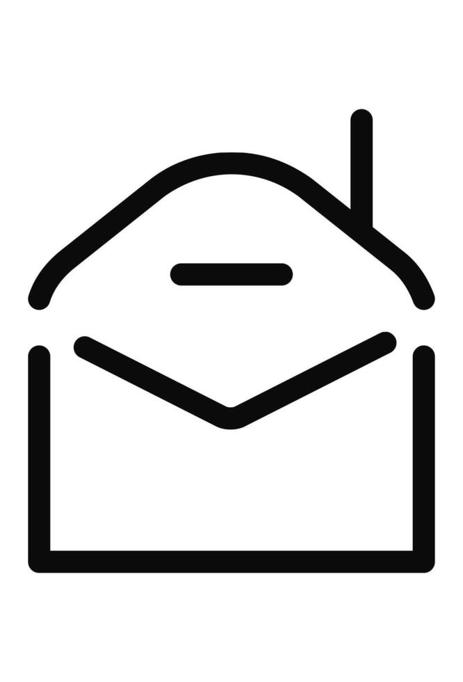 Mailbox symbol depicting an open envelope for home icon vector