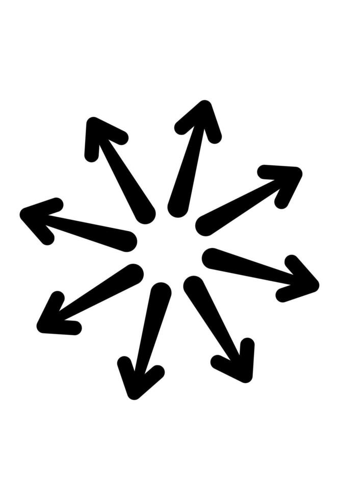 Centralized design with arrows diverging, representing distribution or outward focus. vector
