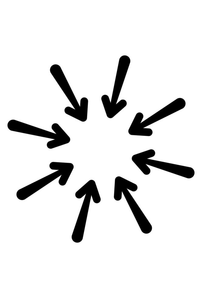 Converging arrows symbol, representing attention or concentration icon vector