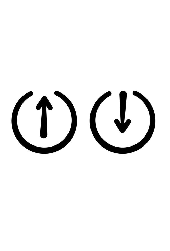 Upward and downward arrows in circles, signifying transfer icon vector