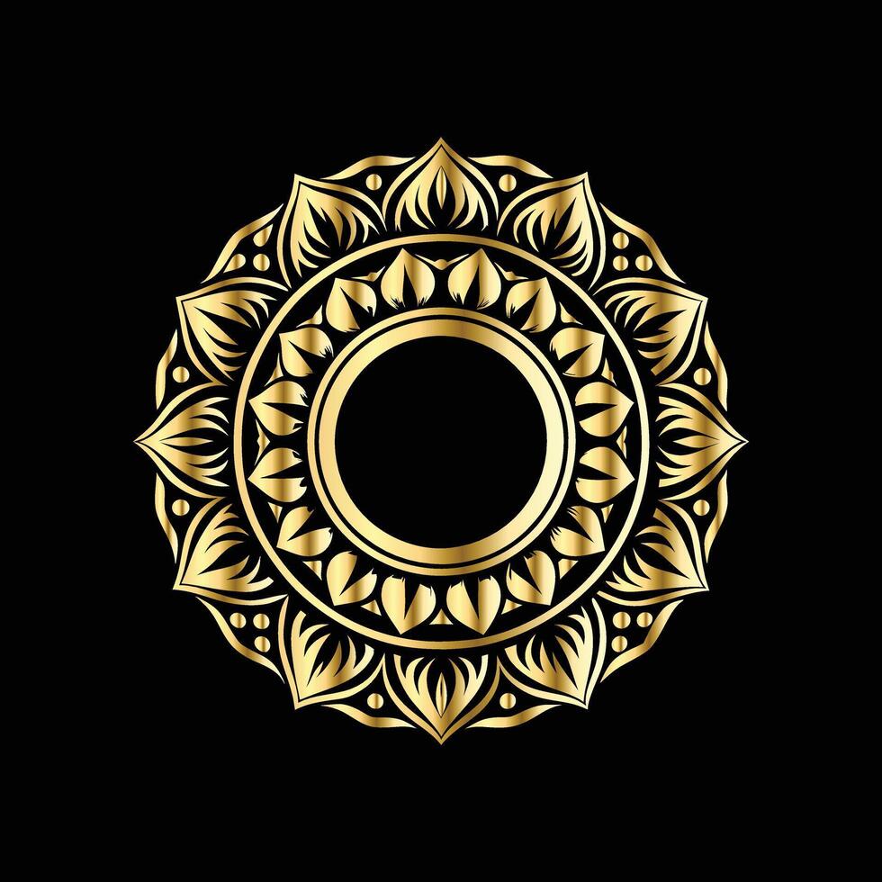 golden circular pattern on black background vector