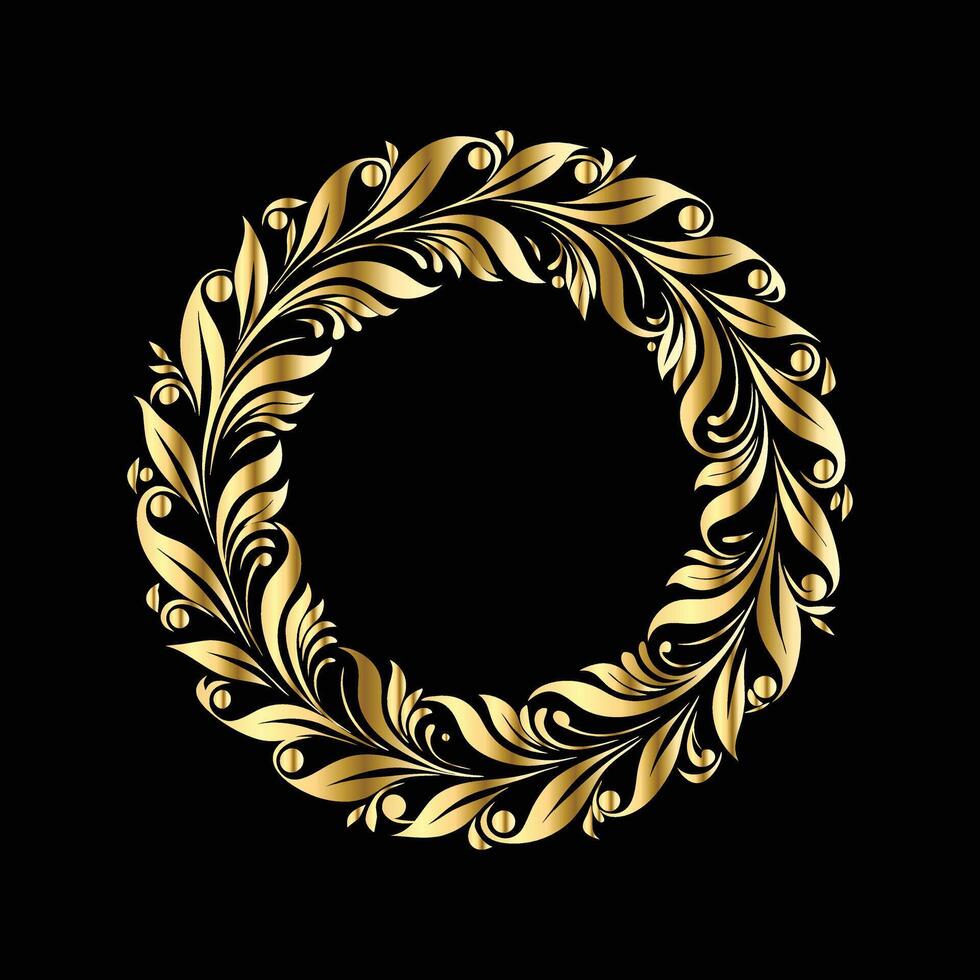 golden wreath on black background. vector