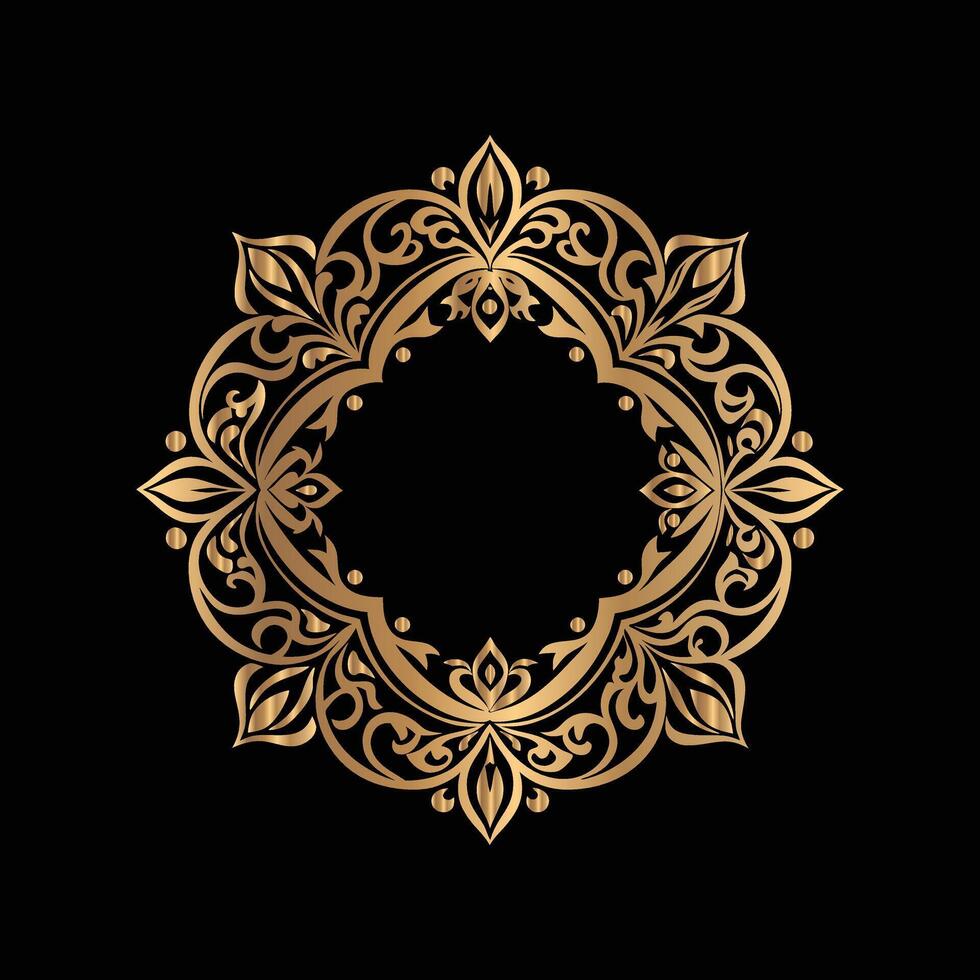 golden ornate frame on black background vector