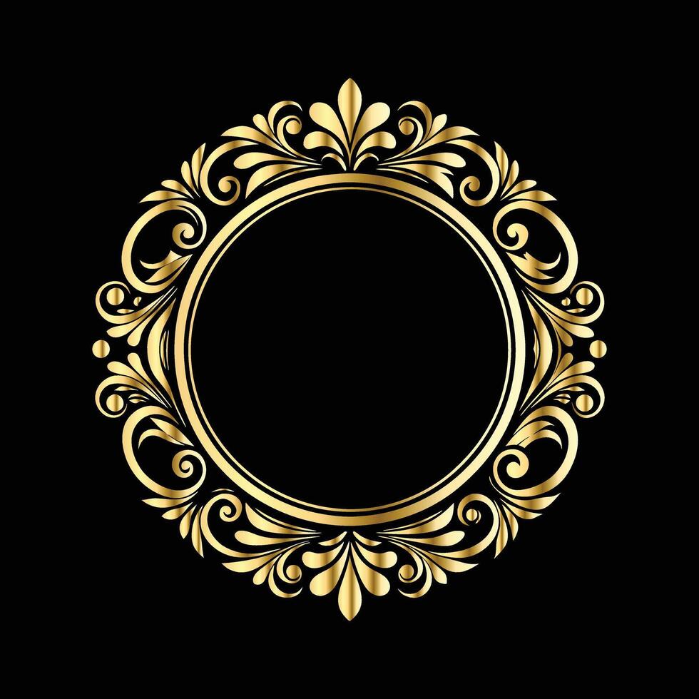 set of gold vintage frames. vector