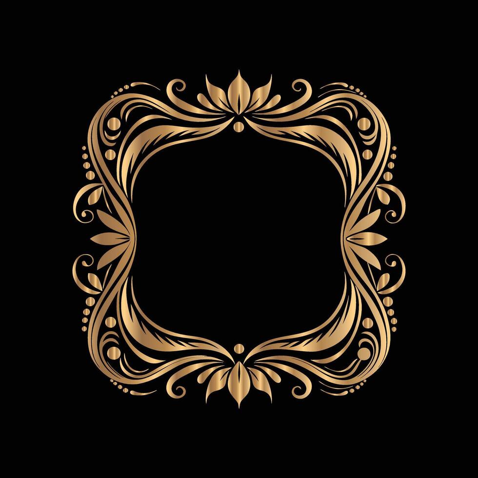 golden frame on black background. legant element for design vector