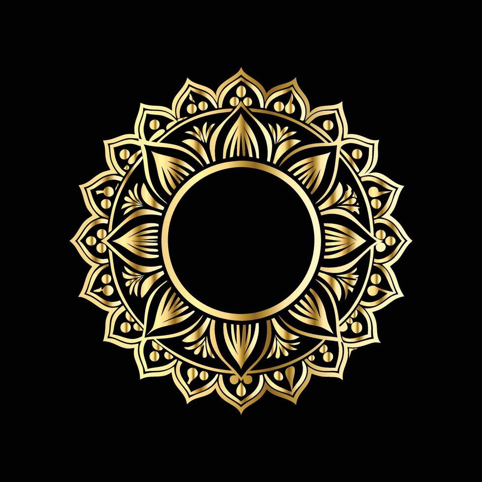 golden mandala on black background vector