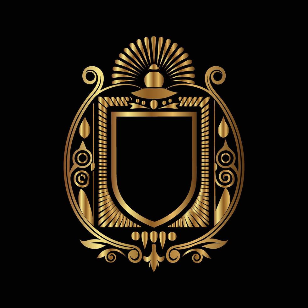 golden emblem on black background. set of decorative elements for design vector