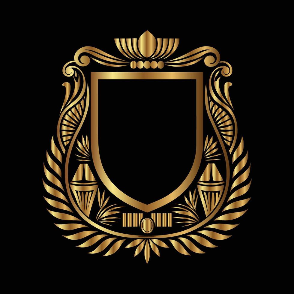golden emblem on black background. set of decorative elements for design. vector