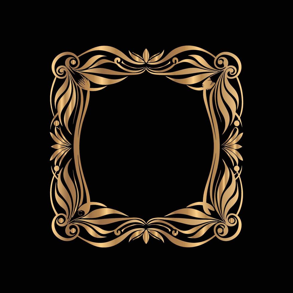 golden frame on black background. Elegant element for design in Eastern style, place for text vector