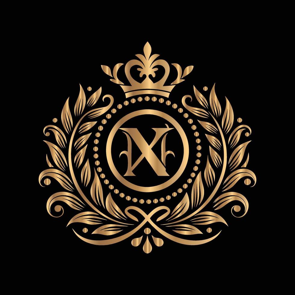 the letter n logo with a crown and leaves vector