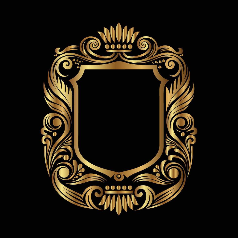 golden ornate frame with a black background vector