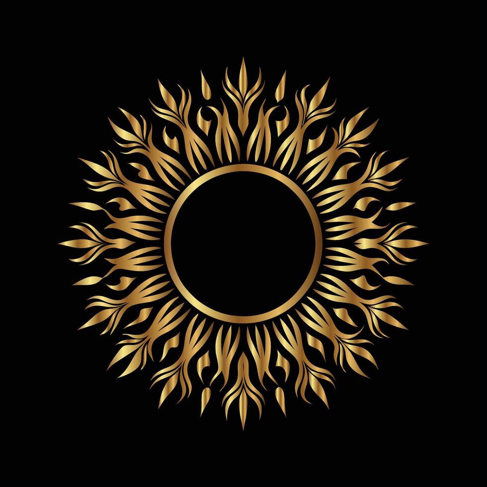 golden sun frame on black background vector
