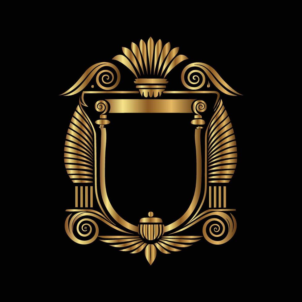 golden coat of arms on black background. vector