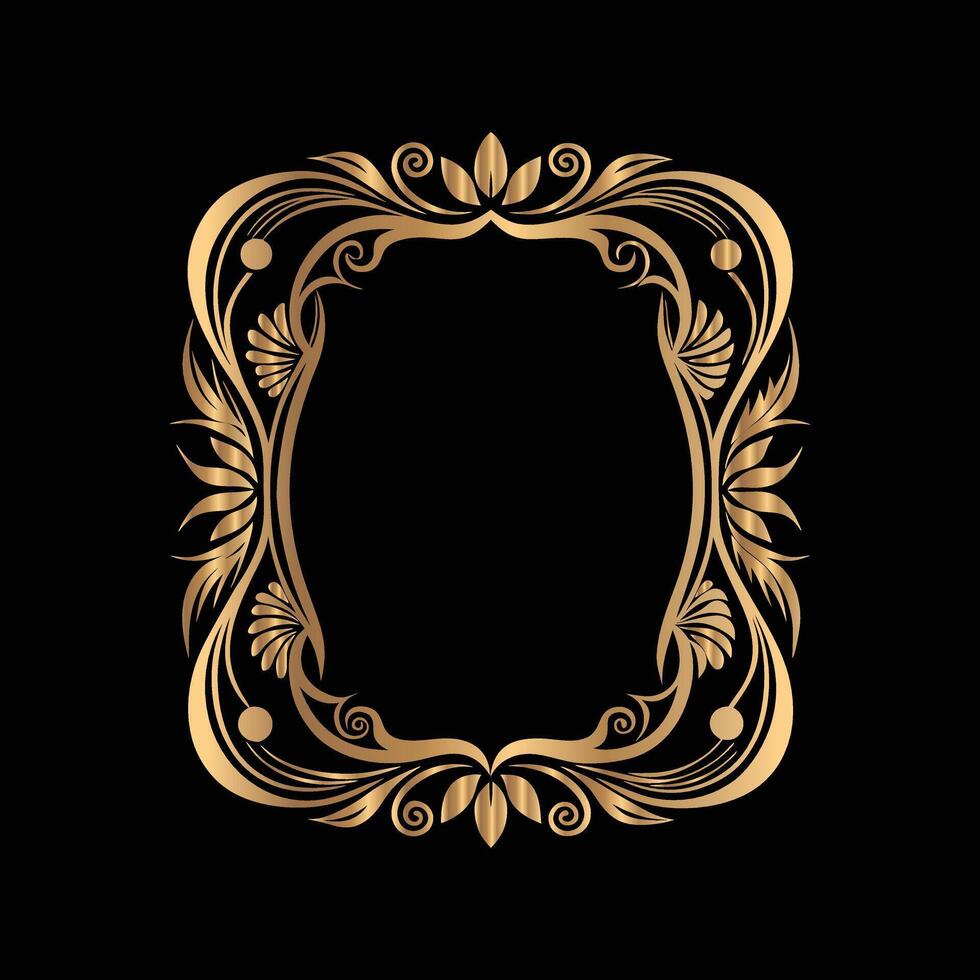 golden frame on black background. decorative vector
