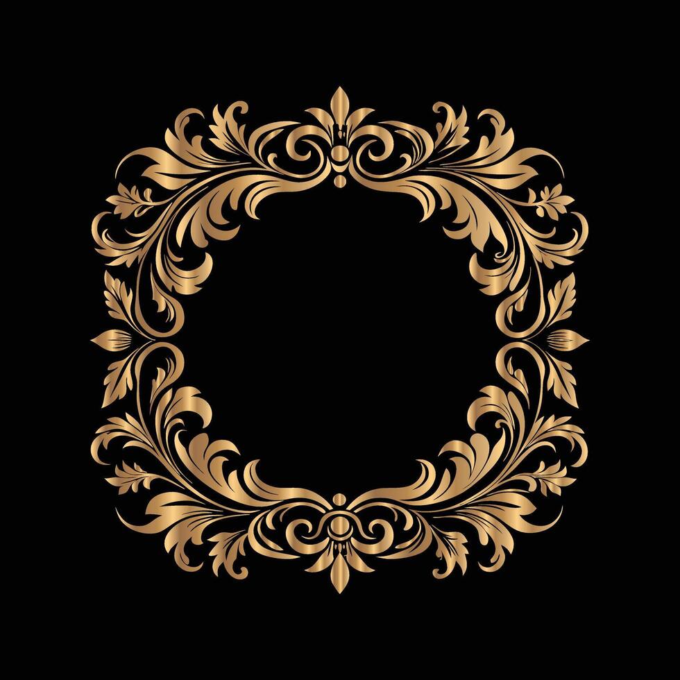 golden frame on black background. decorative . vector