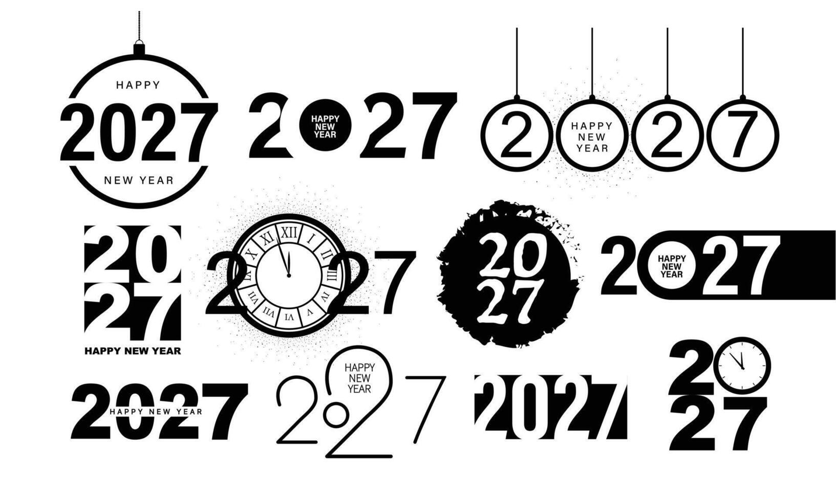2027 logo concept for calendar, poster, flyer, banner. Modern design for calendar, invitations, greeting cards. Set of new year logo text design. stock illustration vector