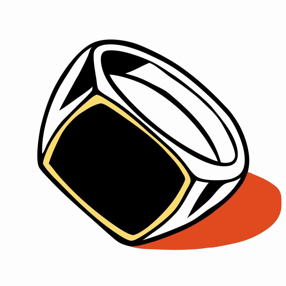 Black Signet Ring with Gold Border Illustration vector
