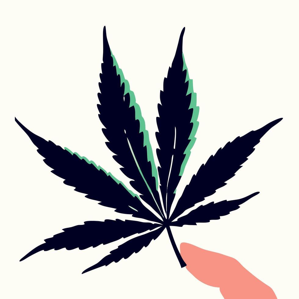 Hand Holding a Marijuana Leaf Illustration vector