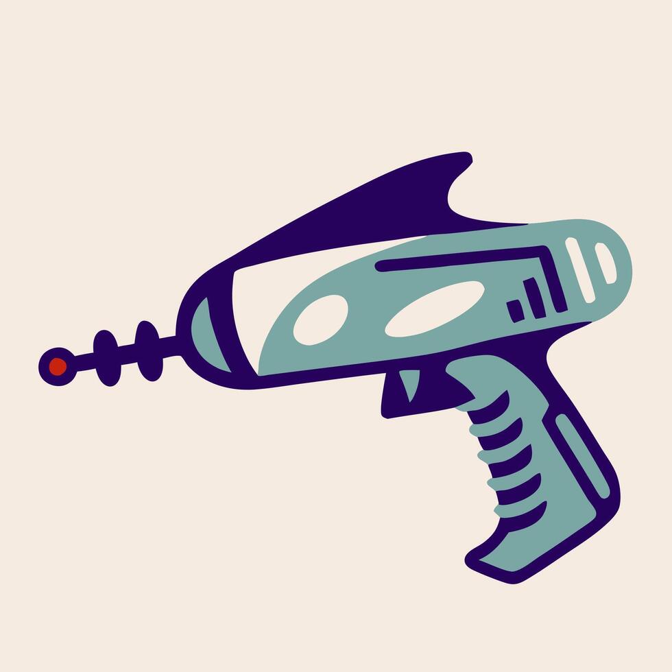 Retro Futuristic Ray Gun, Sci Fi Weapon, Cartoon Style vector
