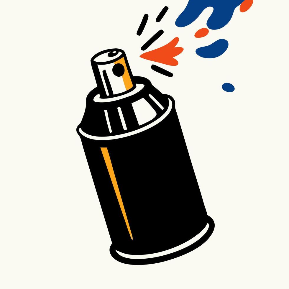 Black Spray Paint Can with Orange Accent, Sprayed Paint vector