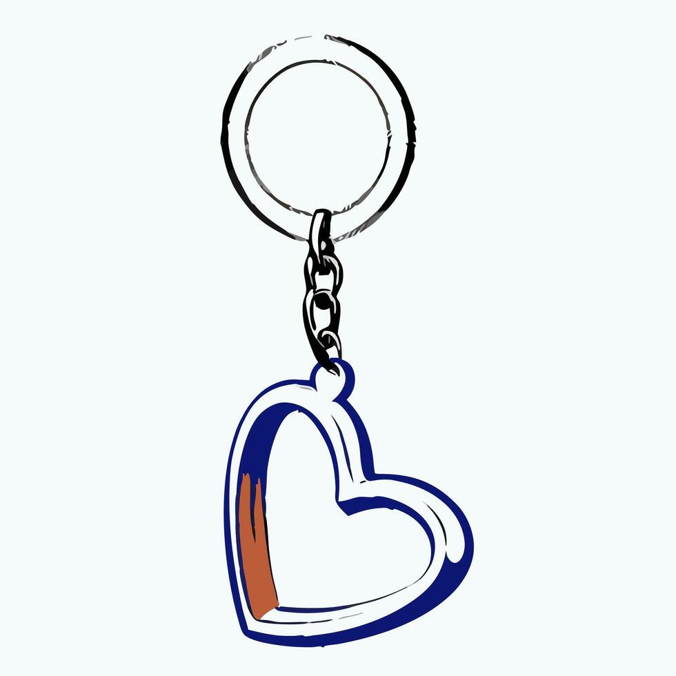 Blue Heart Shaped Keychain with Metal Ring vector