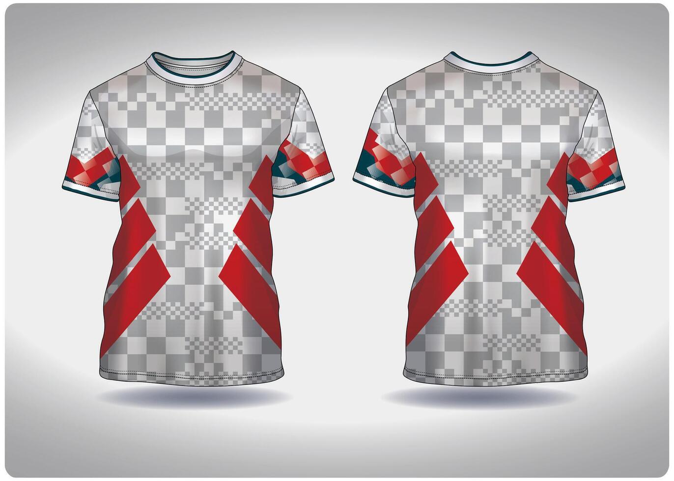 Checker pattern t-shirt with red accents vector