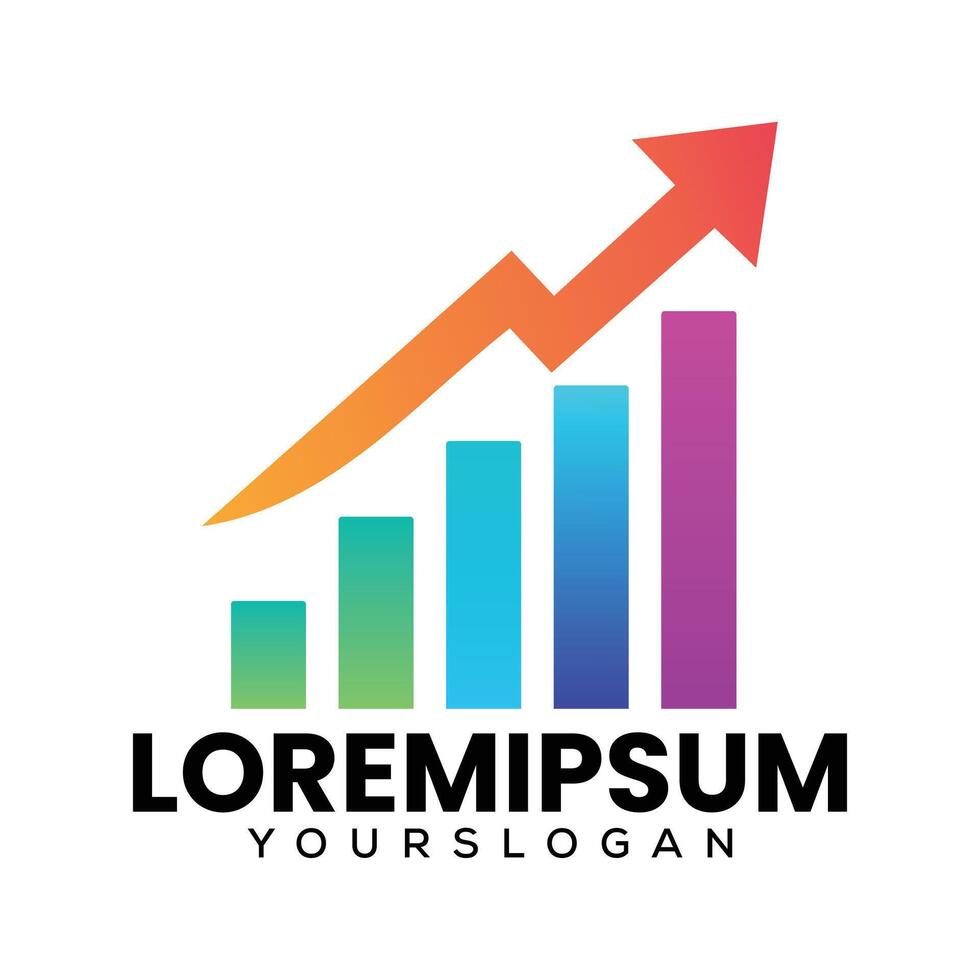 Colorful upward arrow graph logo analytics business growth chart success vector