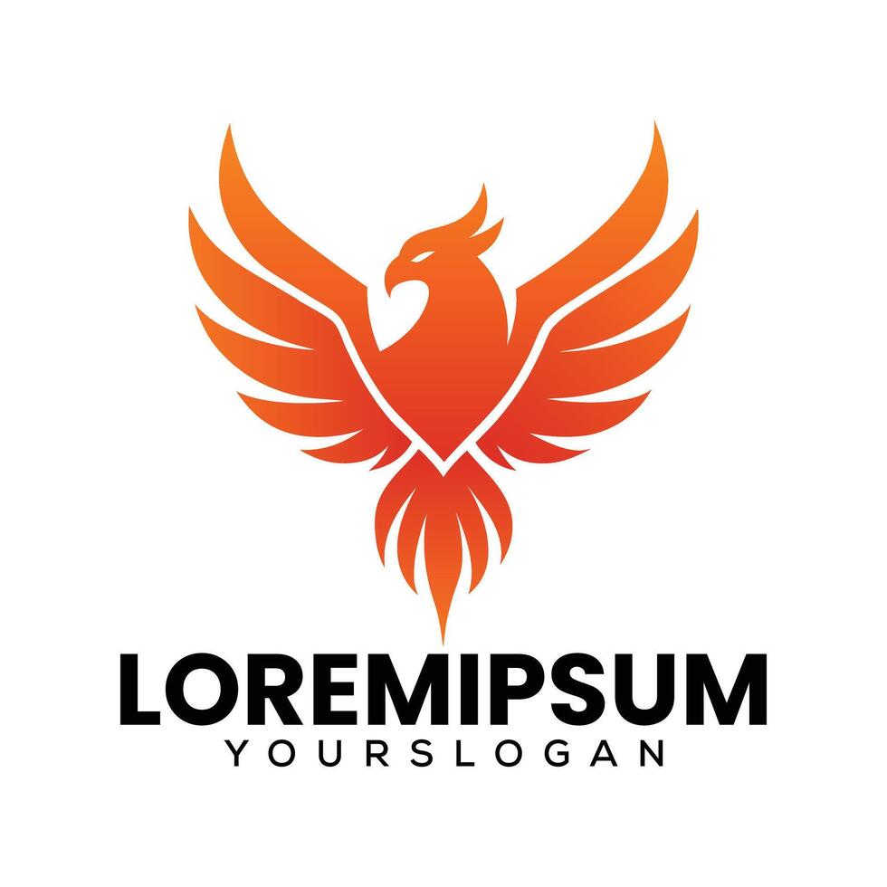 Phoenix bird logo symbol flame wing mythical animal flying vector