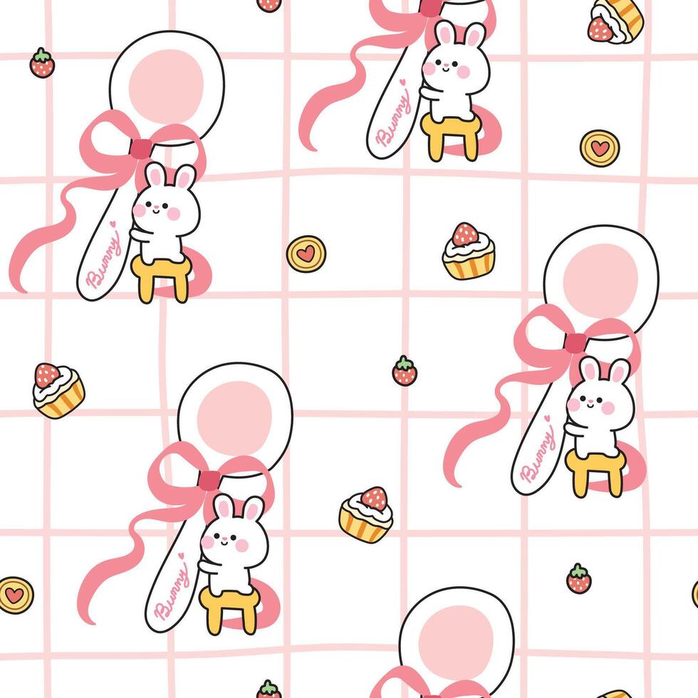Cute bunny design with spoons and cupcakes vector