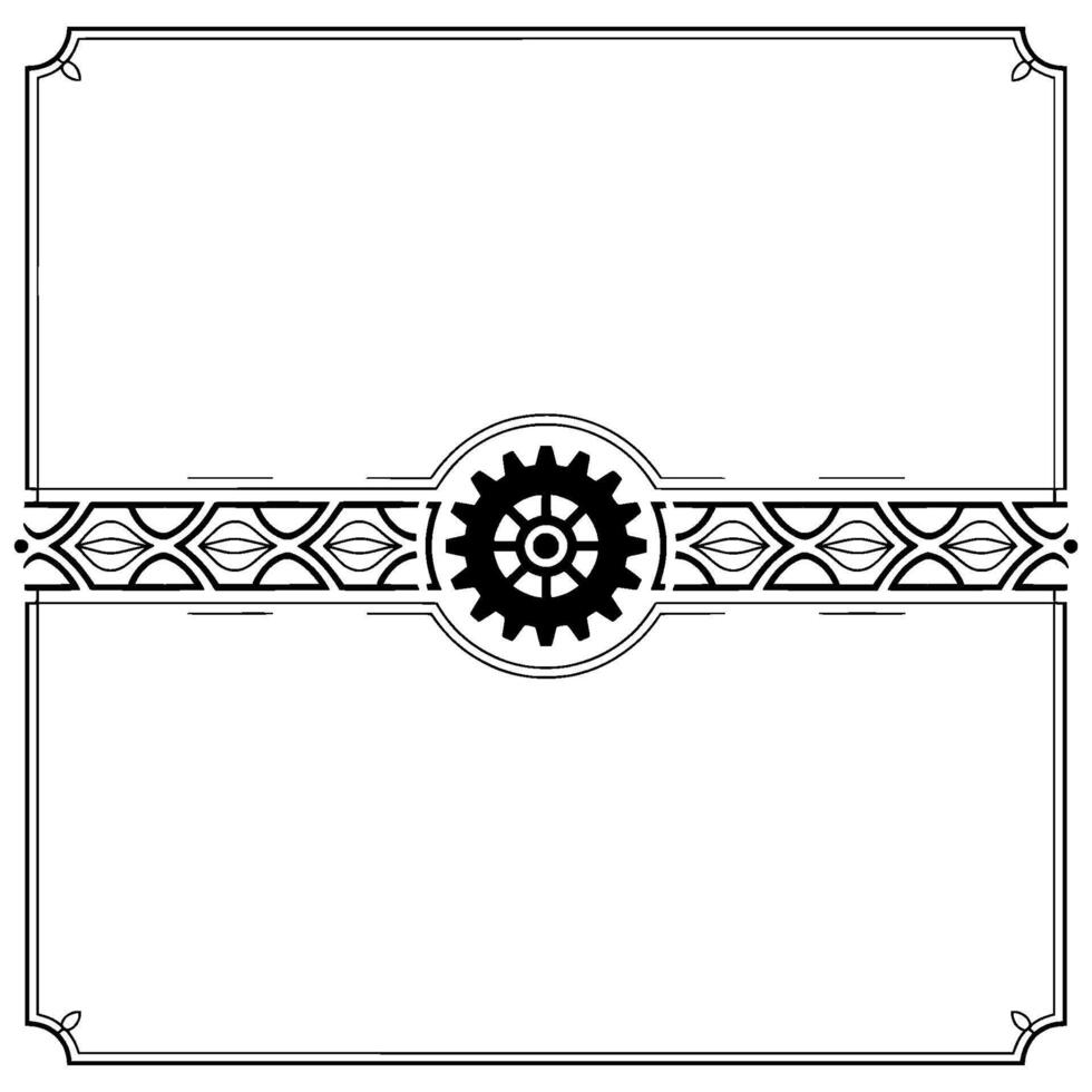 Elegant Steampunk Gear Template Frame, Border, Illustration vector