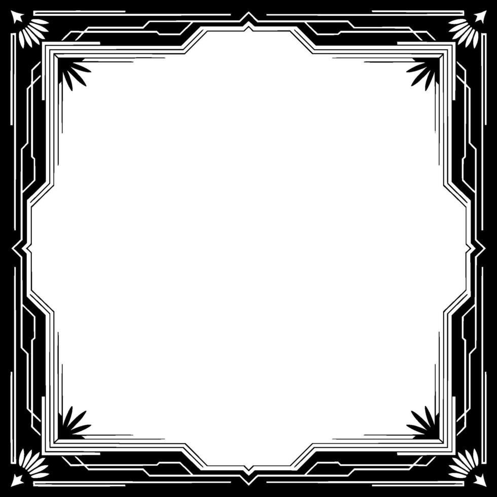 Art Deco Frame, Elegant Black and White Border, Blank Space for Text vector