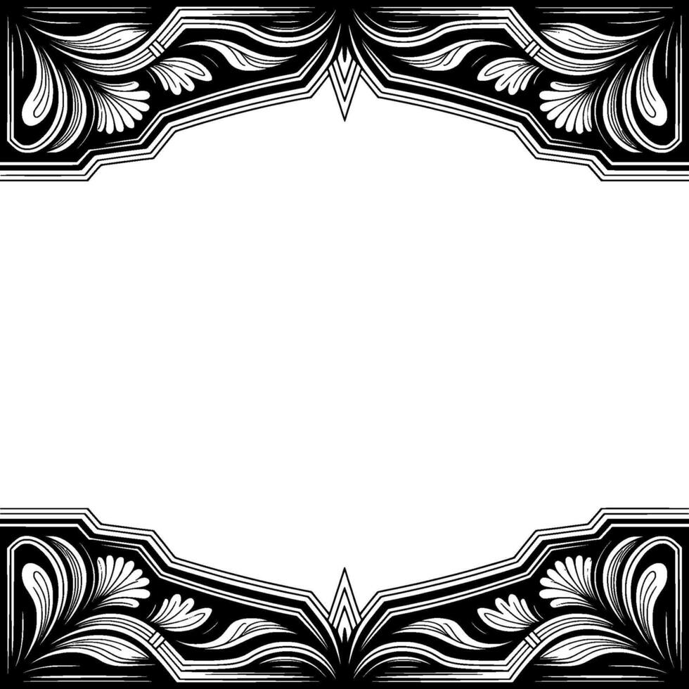Elegant Black White Floral Frame Invitation, Wedding, Art Decor vector